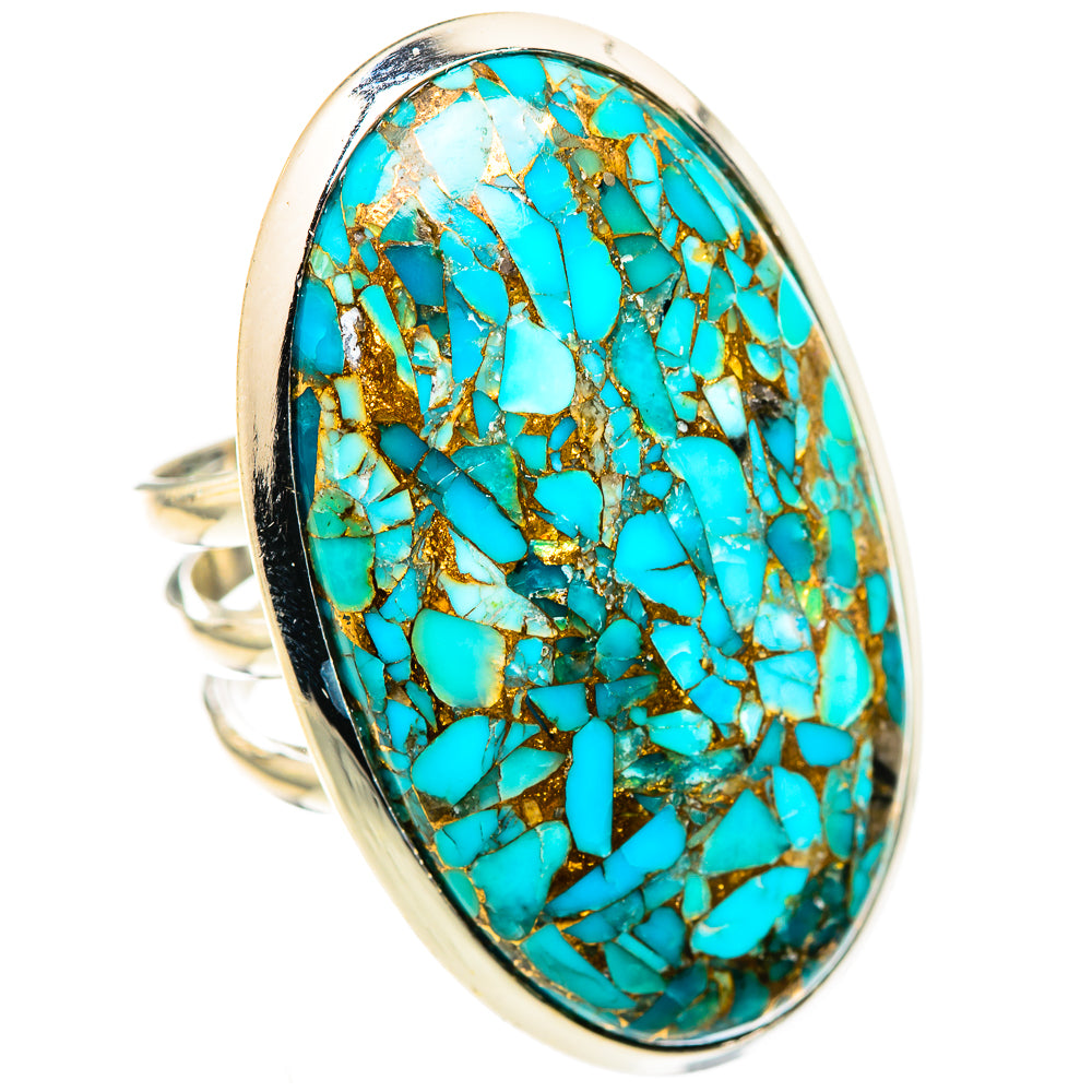 Blue Copper Composite Turquoise Rings handcrafted by Anasilvercos - RING123806 - Photo 2