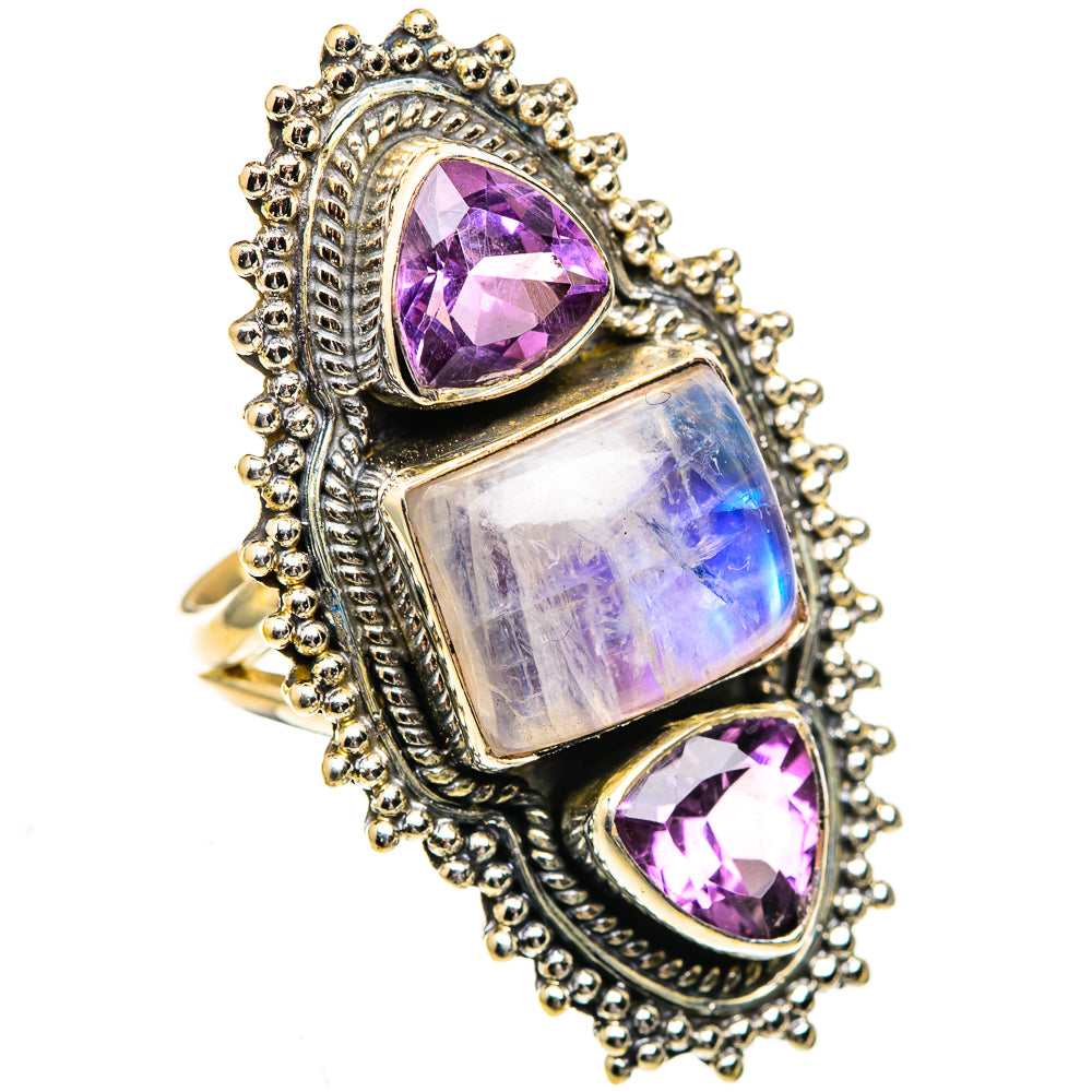 Rainbow Moonstone Rings handcrafted by Anasilvercos - RING123819 - Photo 2