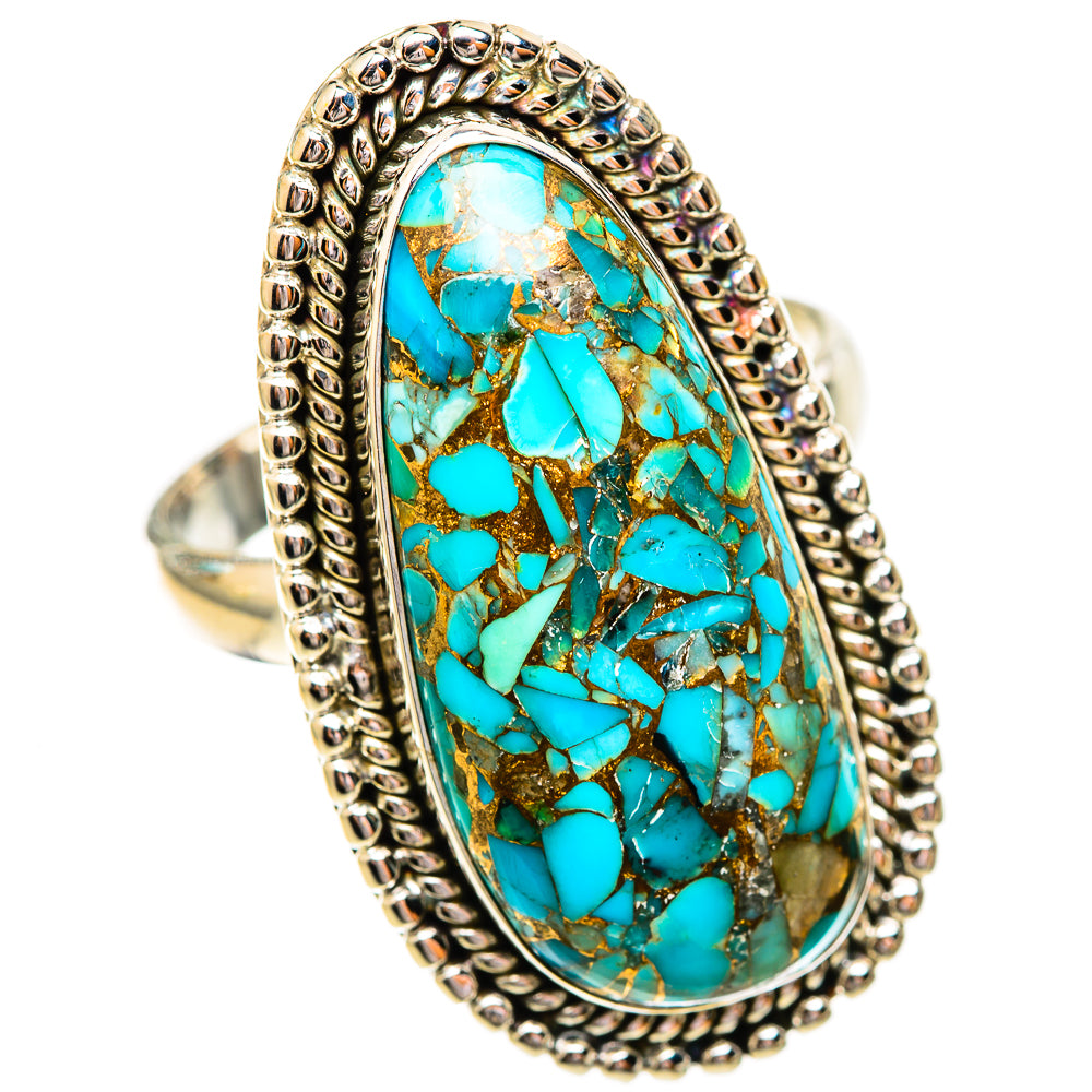 Blue Copper Composite Turquoise Rings handcrafted by Anasilvercos - RING123853 - Photo 2