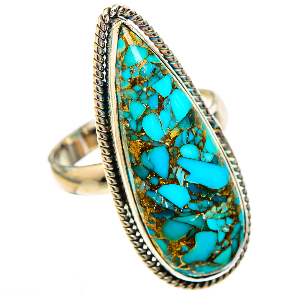 Blue Copper Composite Turquoise Rings handcrafted by Anasilvercos - RING123861 - Photo 2