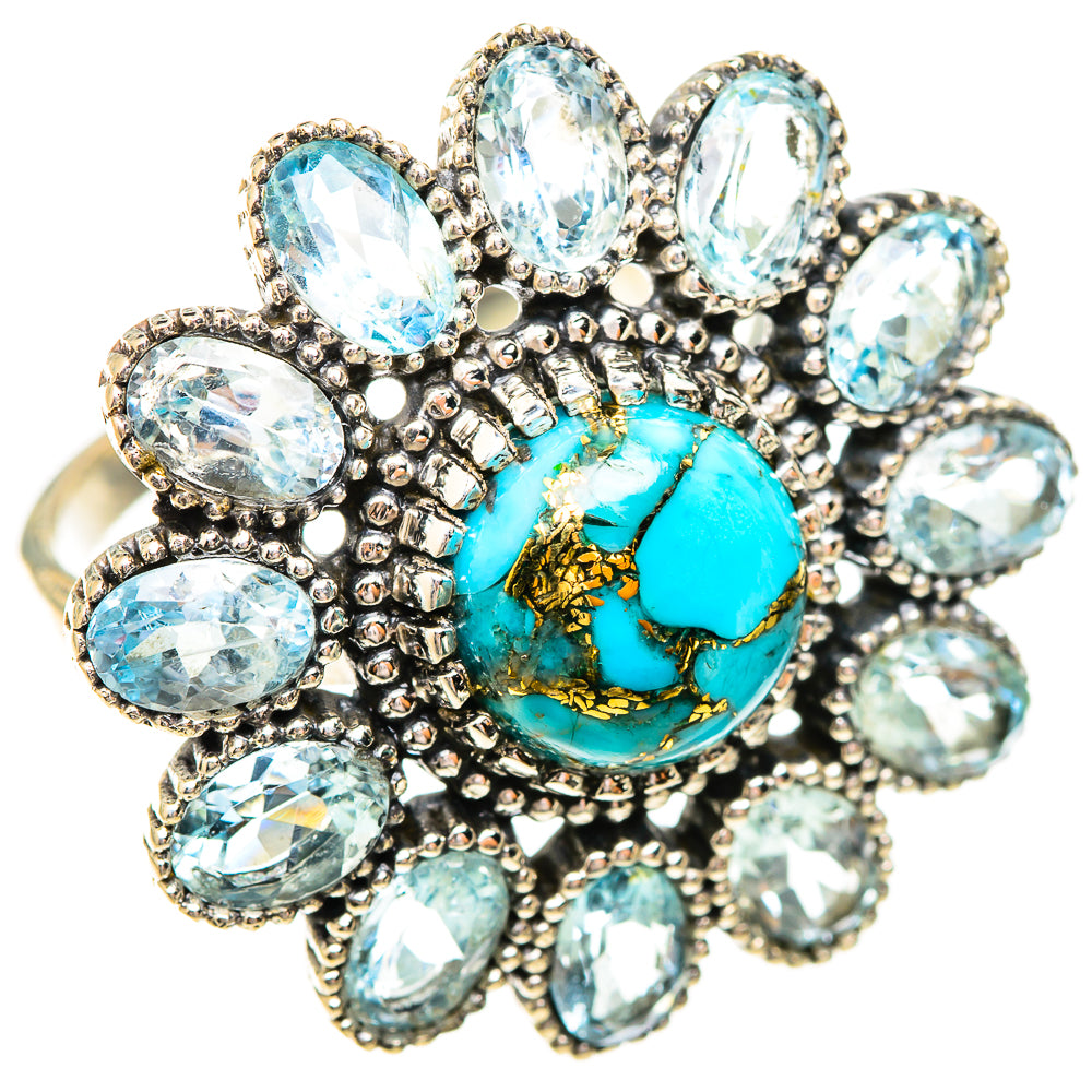 Blue Copper Composite Turquoise Rings handcrafted by Anasilvercos - RING123878 - Photo 2