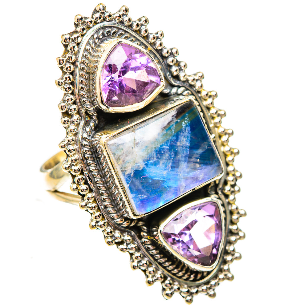 Rainbow Moonstone Rings handcrafted by Anasilvercos - RING123884 - Photo 2