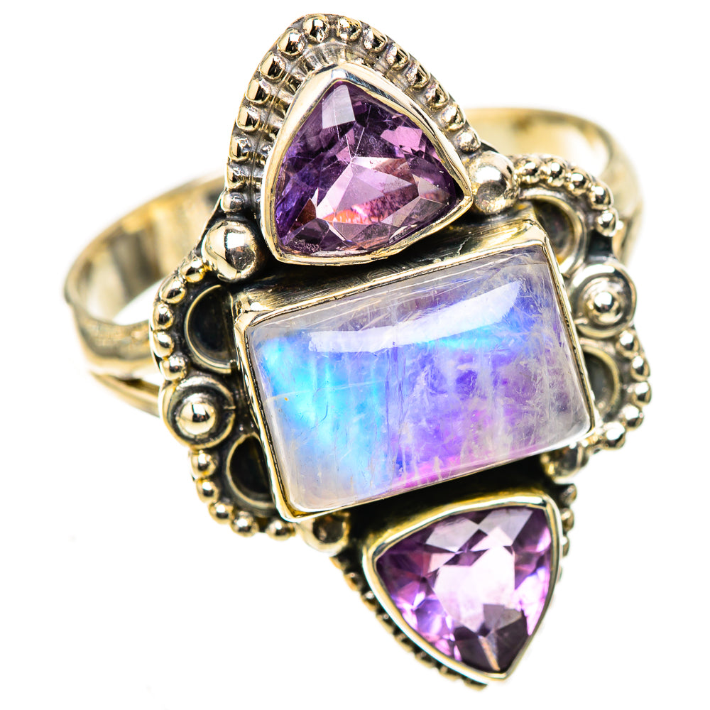 Rainbow Moonstone Rings handcrafted by Anasilvercos - RING124016 - Photo 2