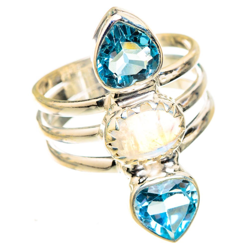 Rainbow Moonstone Rings handcrafted by Anasilvercos - RING124055 - Photo 2