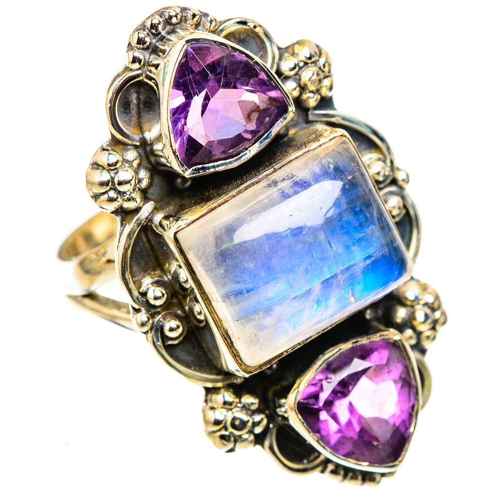 Rainbow Moonstone Rings handcrafted by Anasilvercos - RING124064 - Photo 2