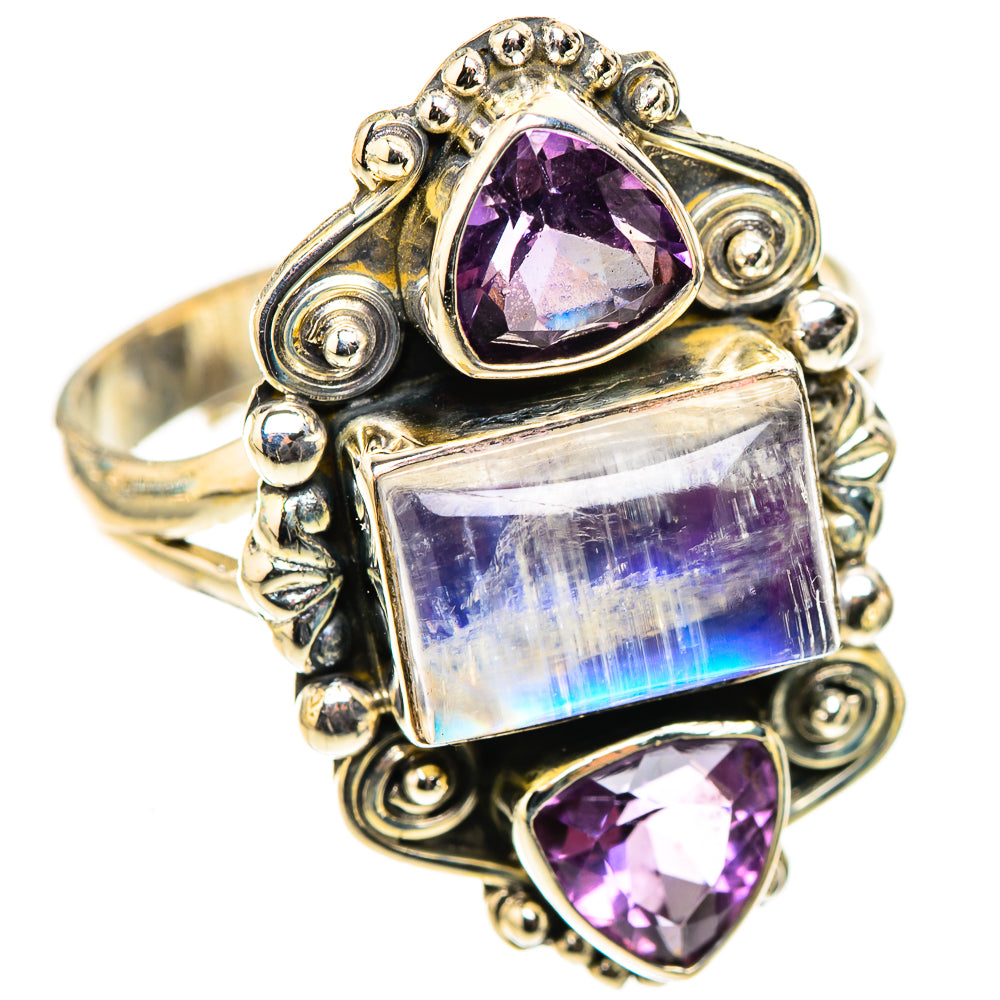 Rainbow Moonstone Rings handcrafted by Anasilvercos - RING124106 - Photo 2