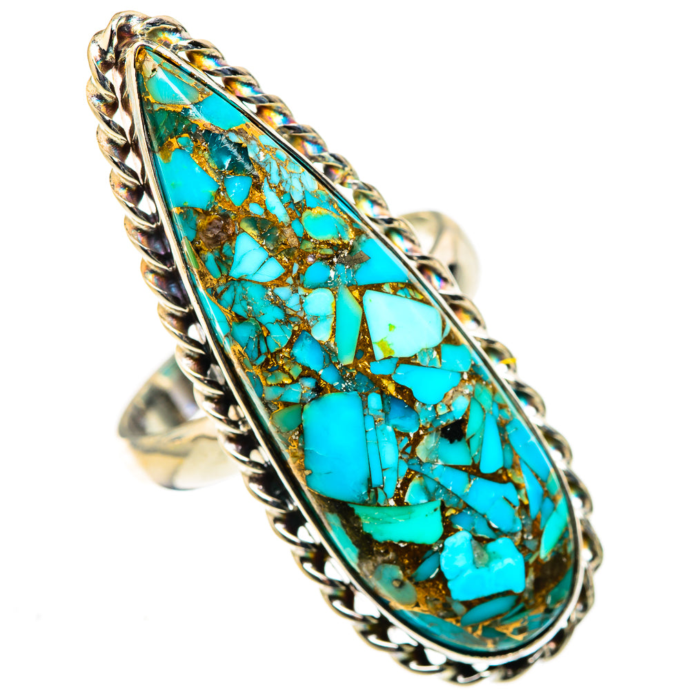Blue Copper Composite Turquoise Rings handcrafted by Anasilvercos - RING124125 - Photo 2