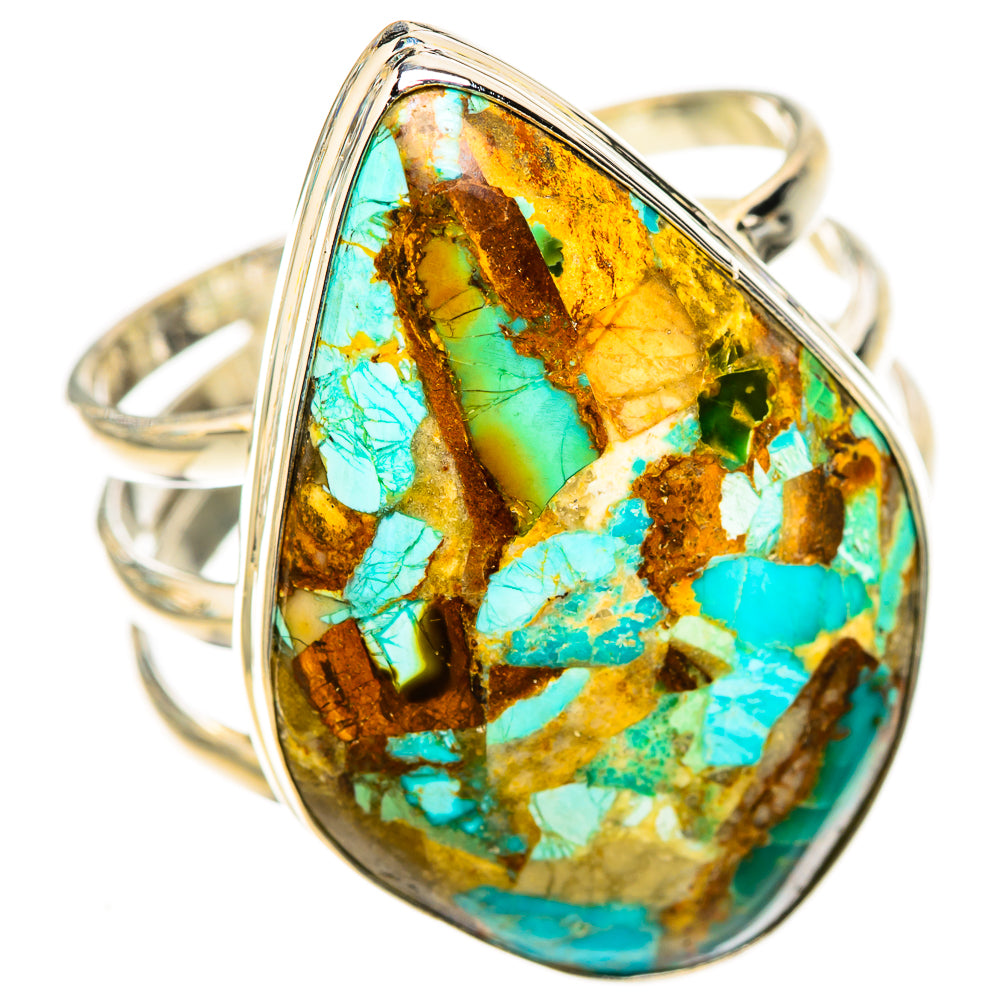 Blue Copper Composite Turquoise Rings handcrafted by Anasilvercos - RING124128 - Photo 2