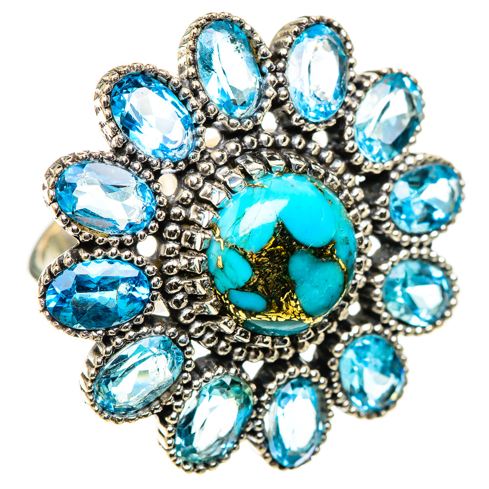 Blue Copper Composite Turquoise Rings handcrafted by Anasilvercos - RING124144 - Photo 2
