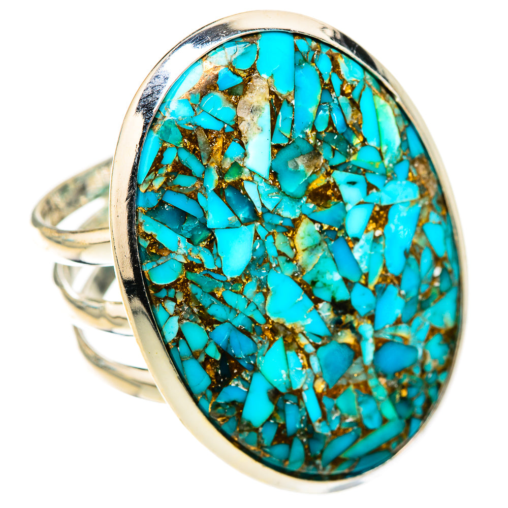 Blue Copper Composite Turquoise Rings handcrafted by Anasilvercos - RING124149 - Photo 2