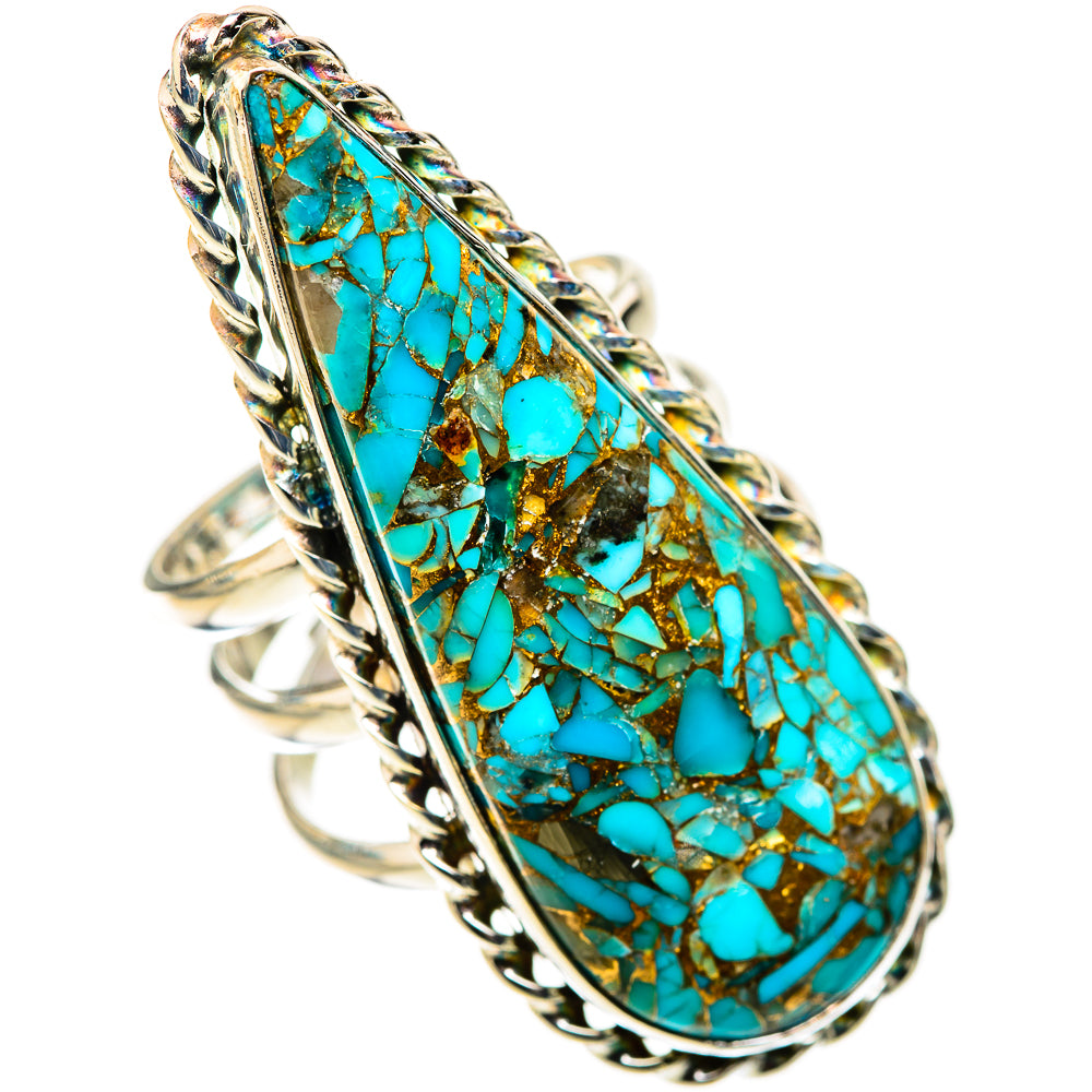 Blue Copper Composite Turquoise Rings handcrafted by Anasilvercos - RING124152 - Photo 2