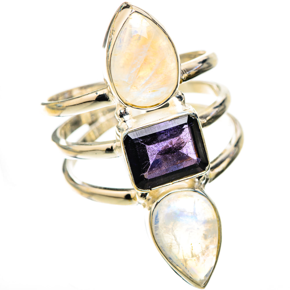 Rainbow Moonstone Rings handcrafted by Anasilvercos - RING124163 - Photo 2