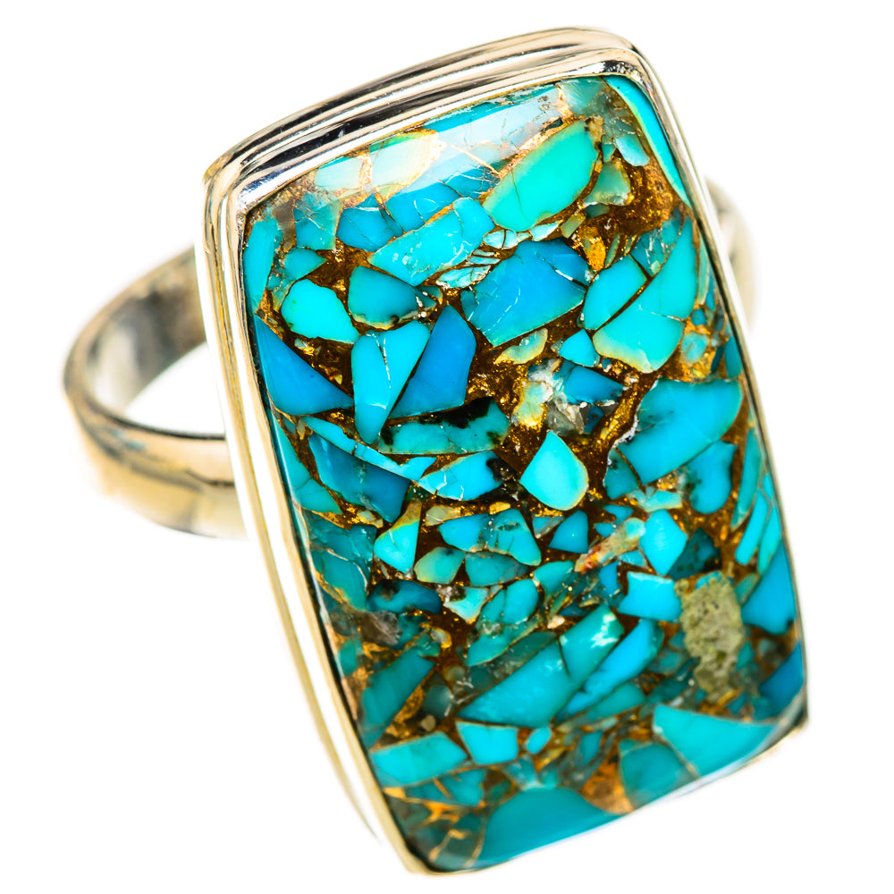 Blue Copper Composite Turquoise Rings handcrafted by Anasilvercos - RING124174 - Photo 2