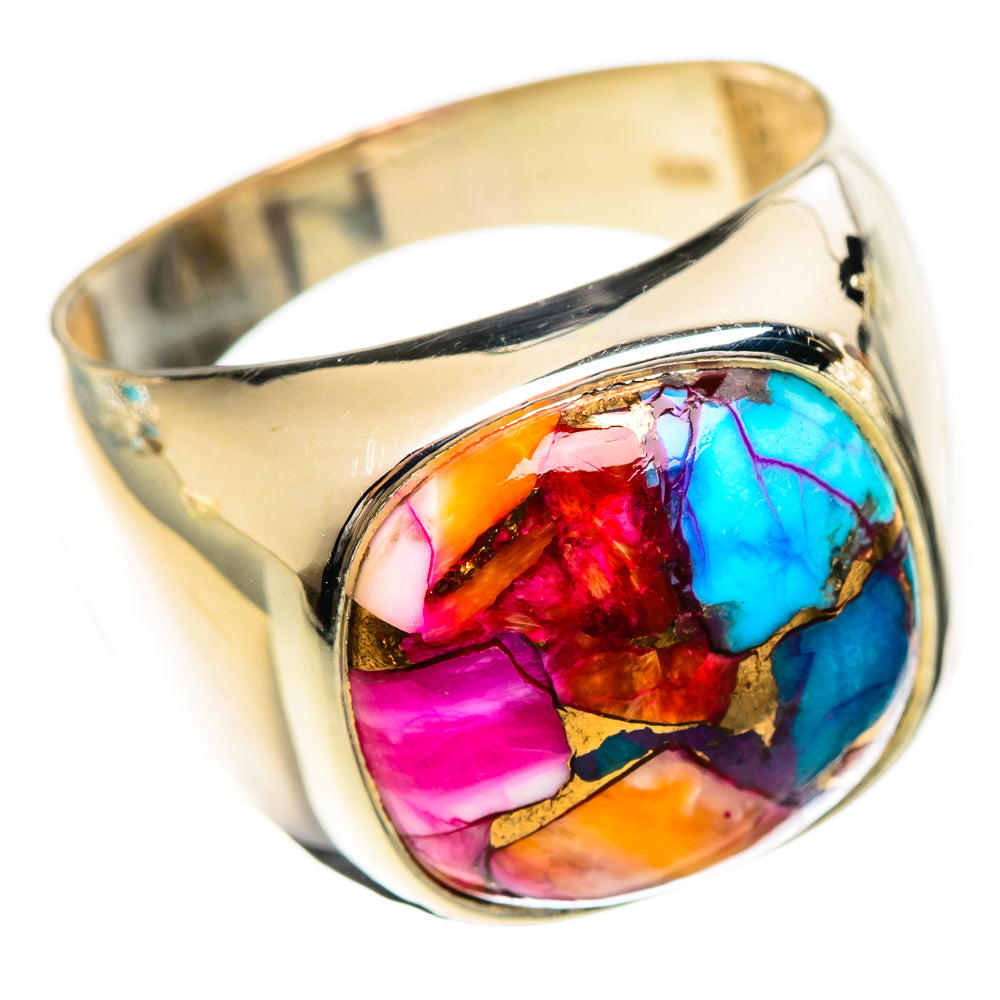 Kingman Pink Dahlia Turquoise Rings handcrafted by Anasilvercos - RING124219 - Photo 2