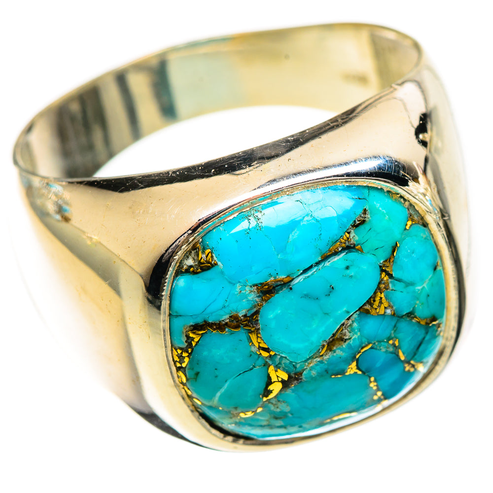 Blue Copper Composite Turquoise Rings handcrafted by Anasilvercos - RING124229 - Photo 2