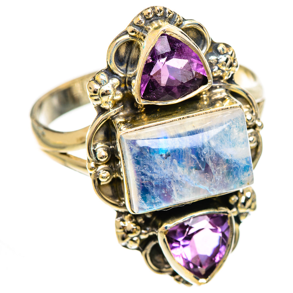 Rainbow Moonstone Rings handcrafted by Anasilvercos - RING124240 - Photo 2