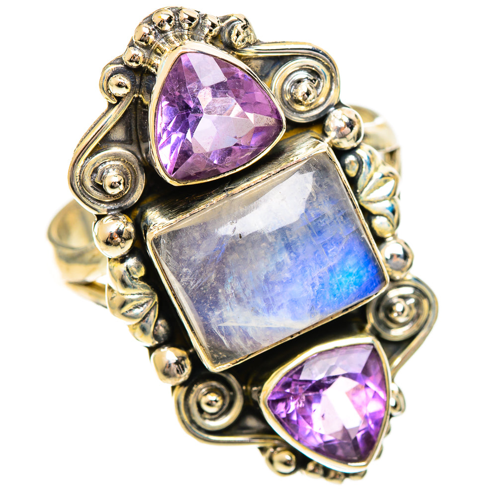 Rainbow Moonstone Rings handcrafted by Anasilvercos - RING124410 - Photo 2