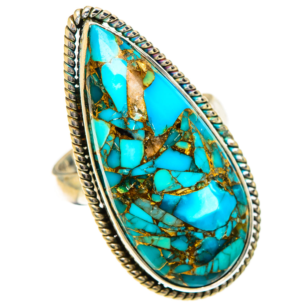 Blue Copper Composite Turquoise Rings handcrafted by Anasilvercos - RING124429 - Photo 2