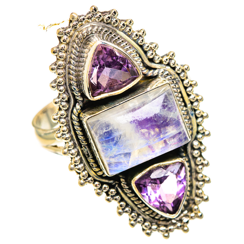 Rainbow Moonstone Rings handcrafted by Anasilvercos - RING124437 - Photo 2