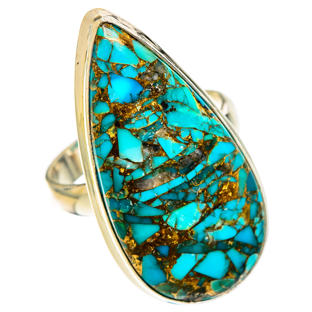 Blue Copper Composite Turquoise Rings handcrafted by Anasilvercos - RING124448 - Photo 2