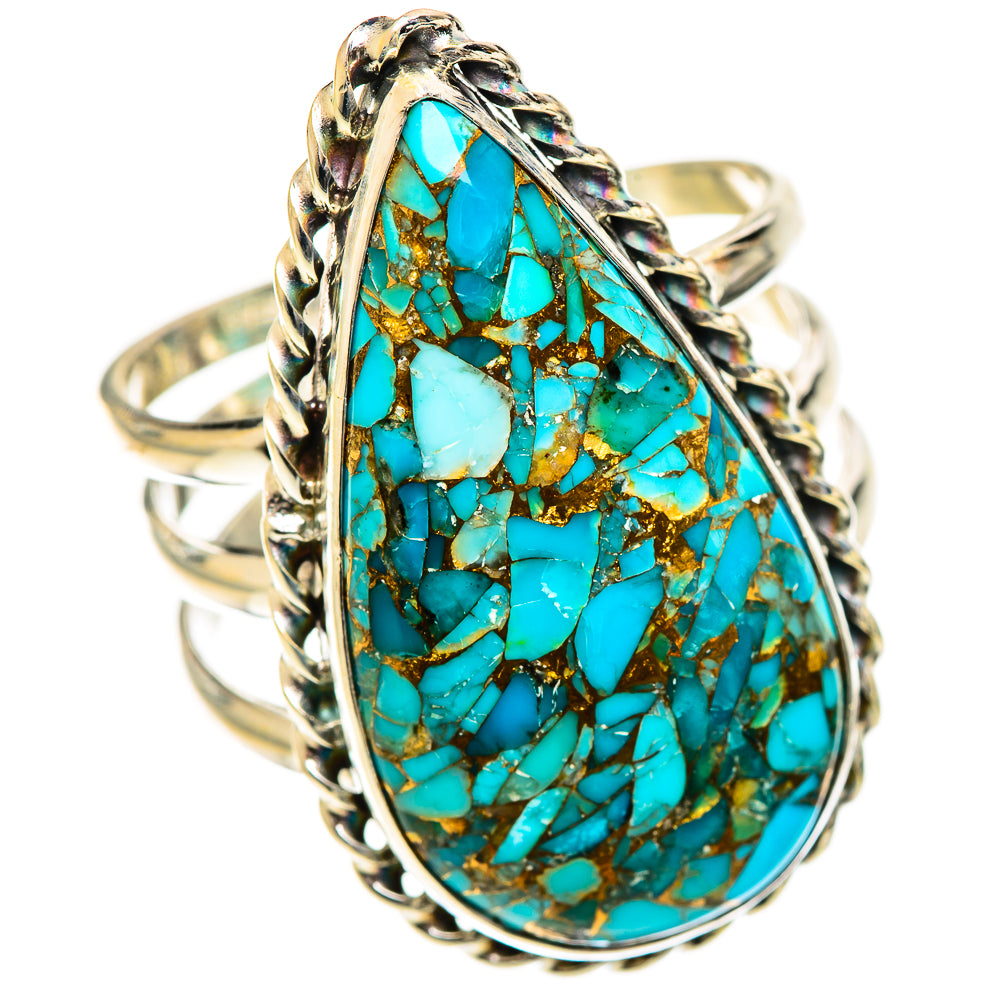 Blue Copper Composite Turquoise Rings handcrafted by Anasilvercos - RING124467 - Photo 2