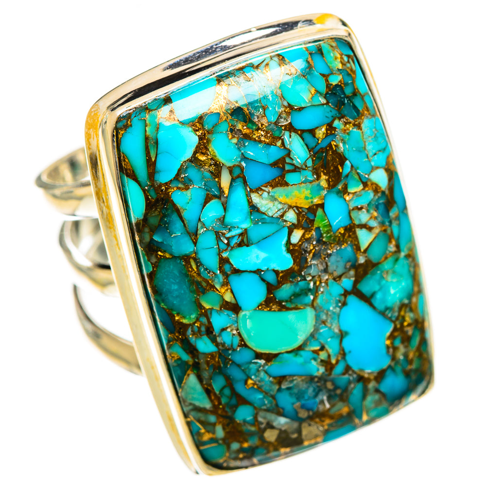 Blue Copper Composite Turquoise Rings handcrafted by Anasilvercos - RING124472 - Photo 2