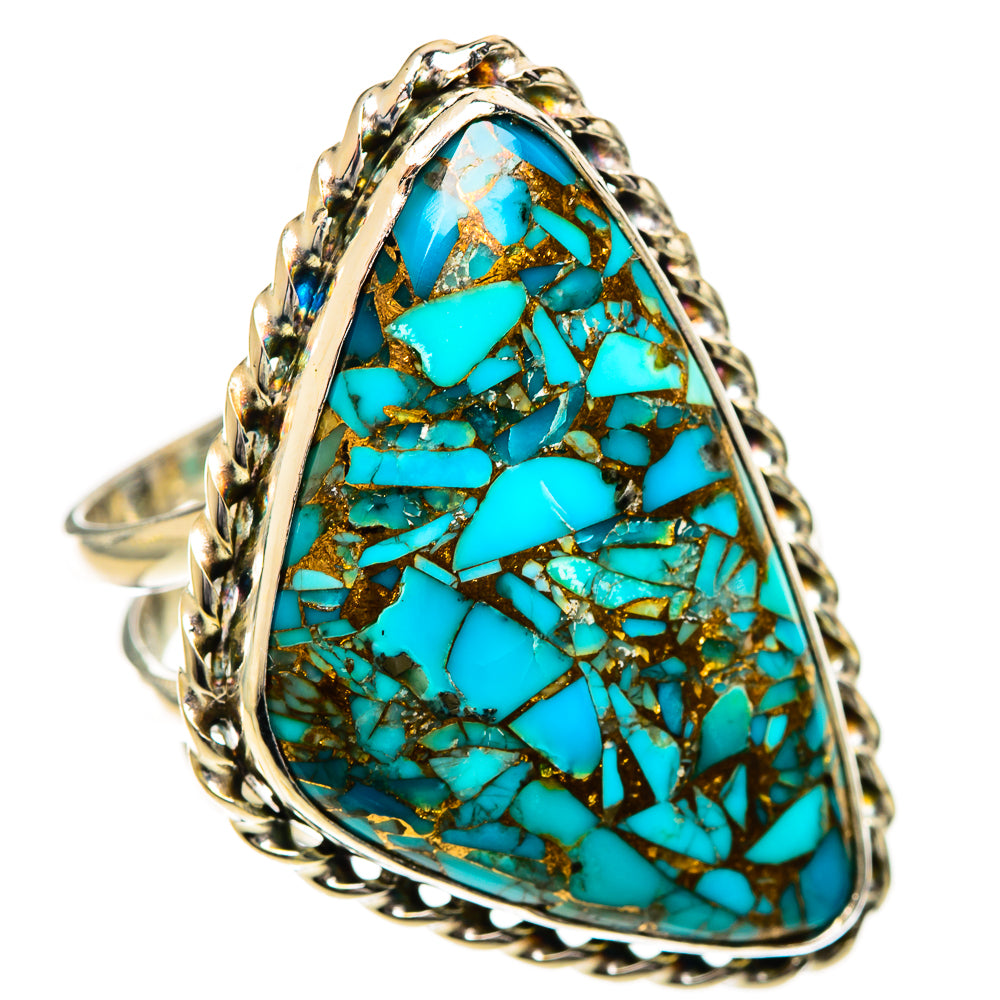 Blue Copper Composite Turquoise Rings handcrafted by Anasilvercos - RING124485 - Photo 2