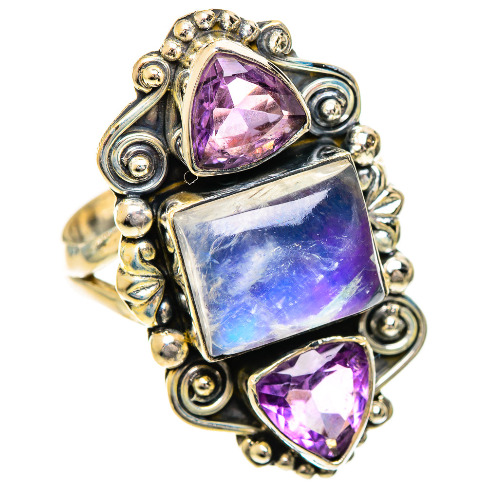 Rainbow Moonstone Rings handcrafted by Anasilvercos - RING124495 - Photo 2