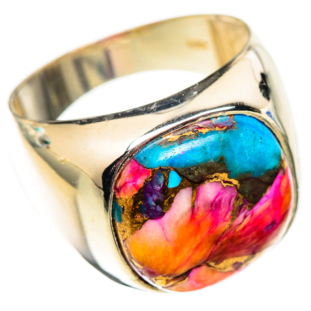 Kingman Pink Dahlia Turquoise Rings handcrafted by Anasilvercos - RING124520 - Photo 2