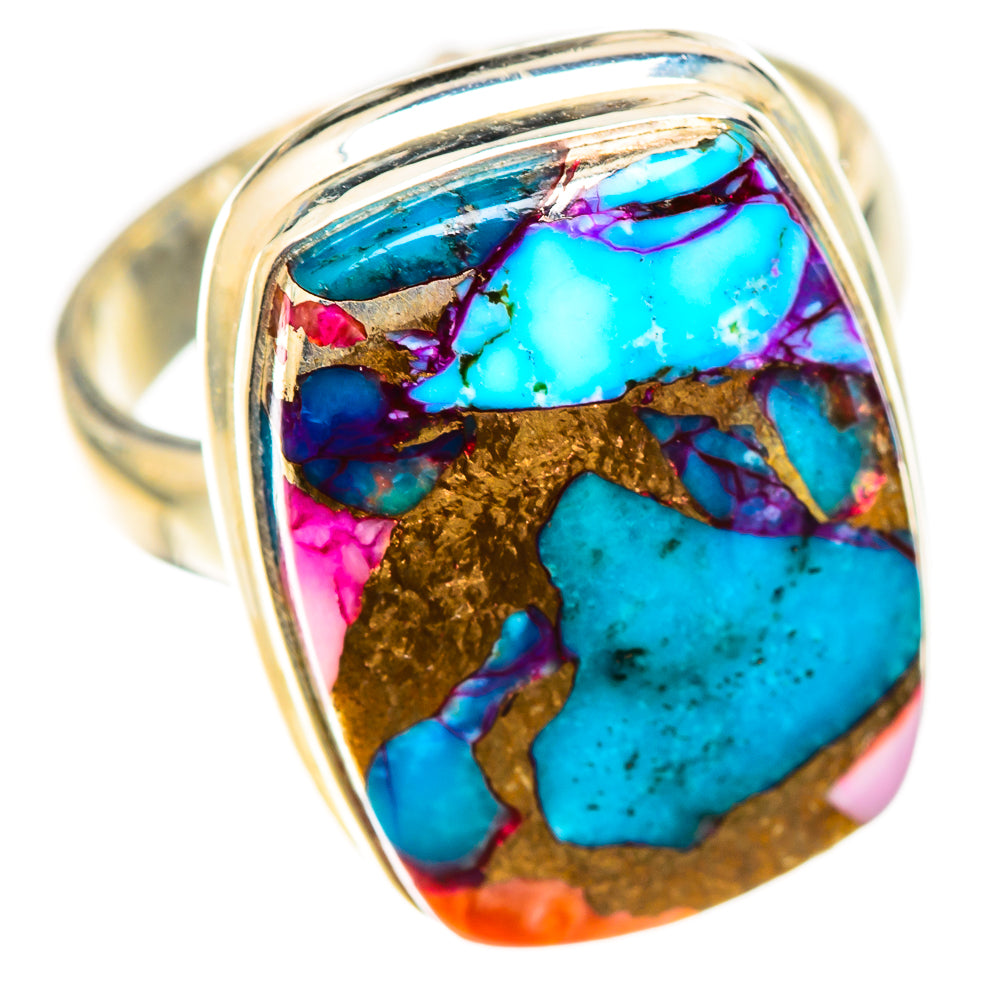 Kingman Pink Dahlia Turquoise Rings handcrafted by Anasilvercos - RING124521 - Photo 2