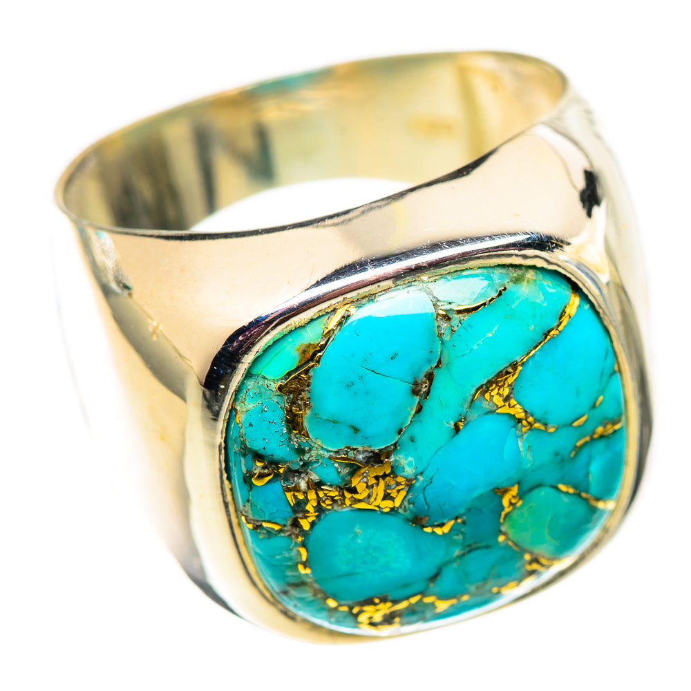 Blue Copper Composite Turquoise Rings handcrafted by Anasilvercos - RING124579 - Photo 2