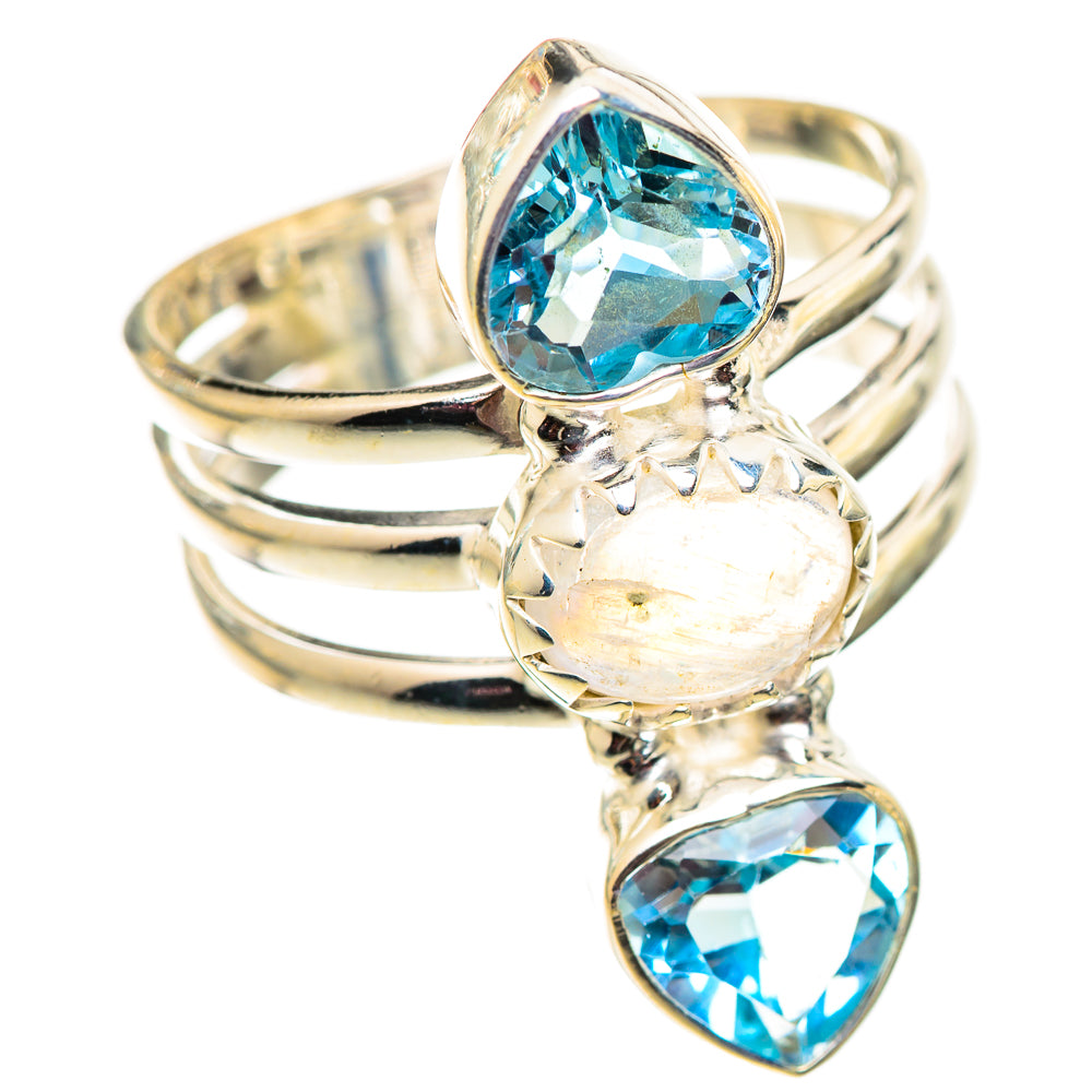 Rainbow Moonstone Rings handcrafted by Anasilvercos - RING124585 - Photo 2