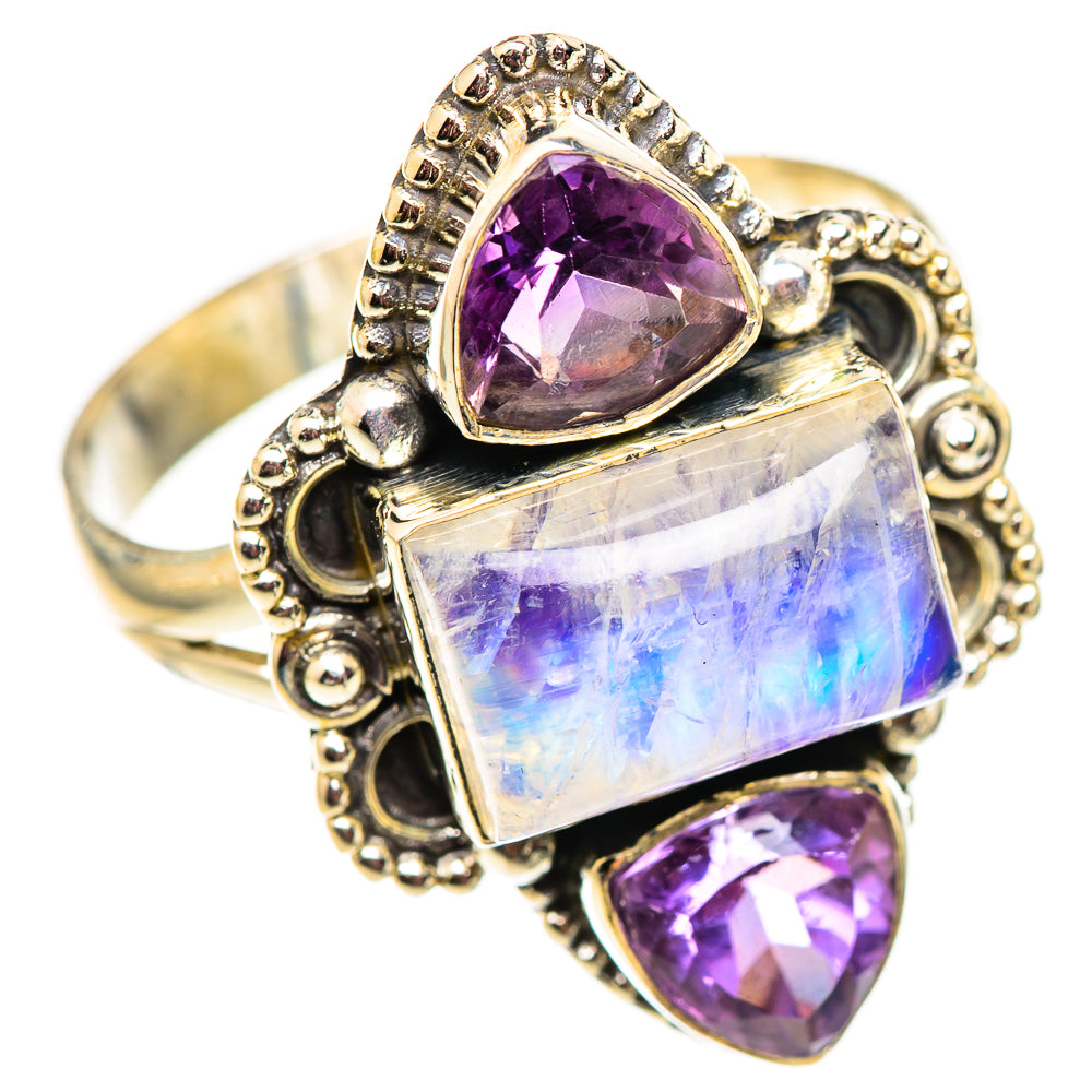 Rainbow Moonstone Rings handcrafted by Anasilvercos - RING124591 - Photo 2