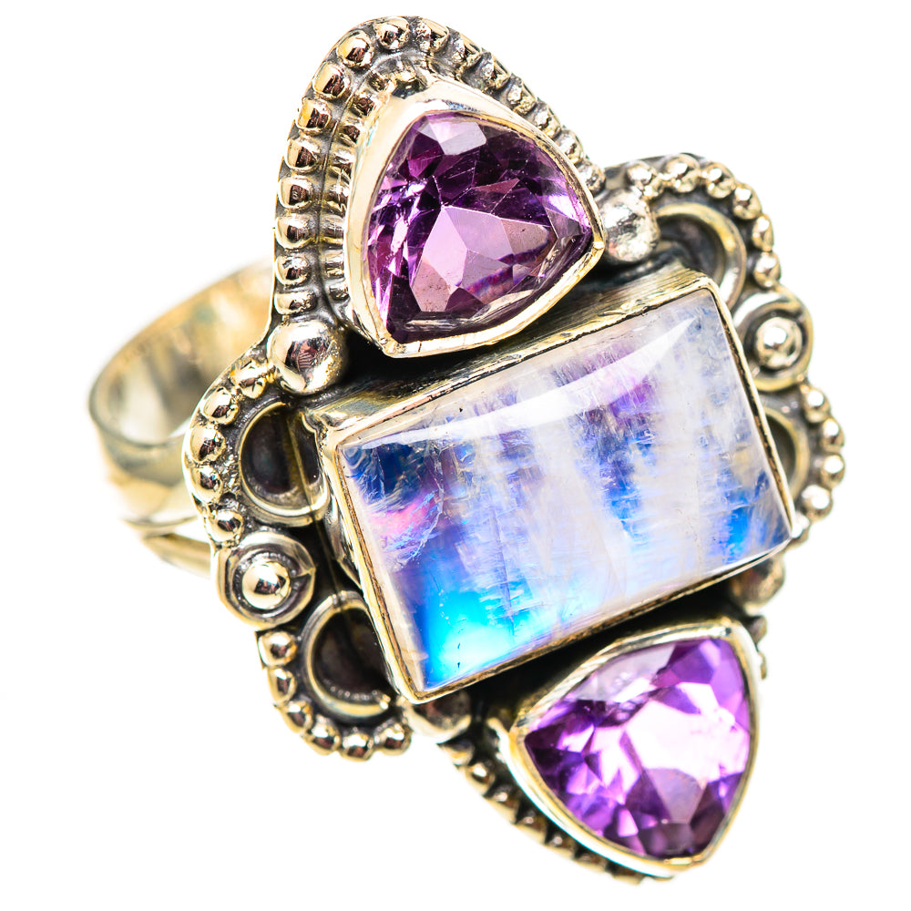 Rainbow Moonstone Rings handcrafted by Anasilvercos - RING124635 - Photo 2