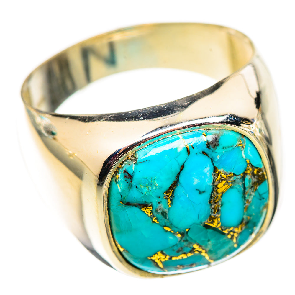 Blue Copper Composite Turquoise Rings handcrafted by Anasilvercos - RING124643 - Photo 2