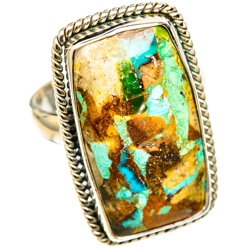 Blue Copper Composite Turquoise Rings handcrafted by Anasilvercos - RING124699 - Photo 2