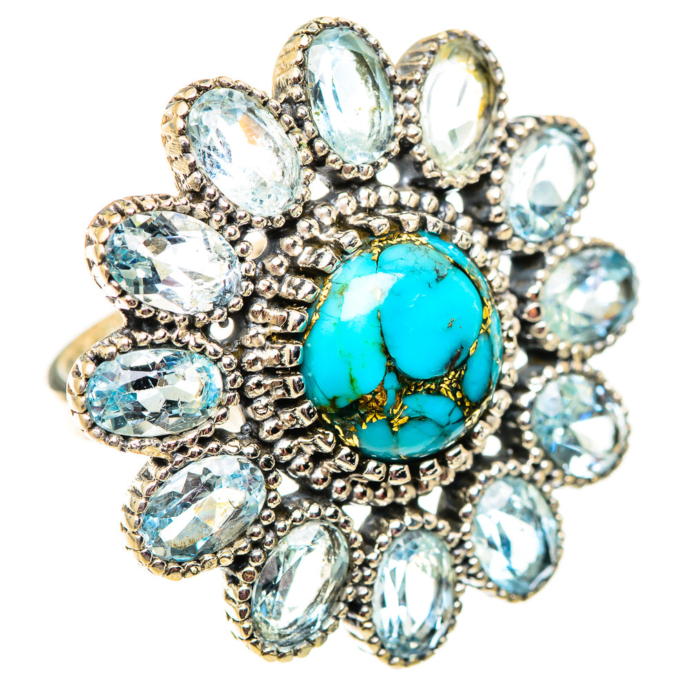 Blue Copper Composite Turquoise Rings handcrafted by Anasilvercos - RING124710 - Photo 2