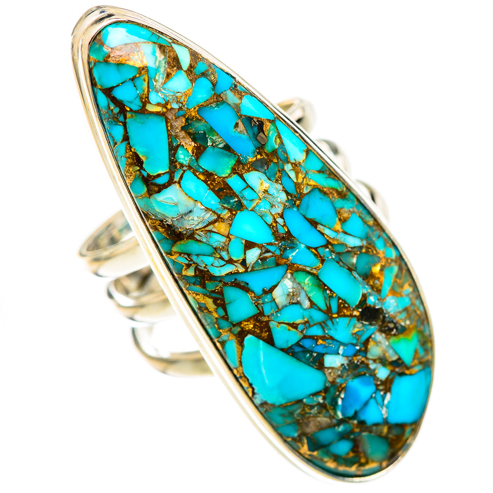 Blue Copper Composite Turquoise Rings handcrafted by Anasilvercos - RING124711 - Photo 2