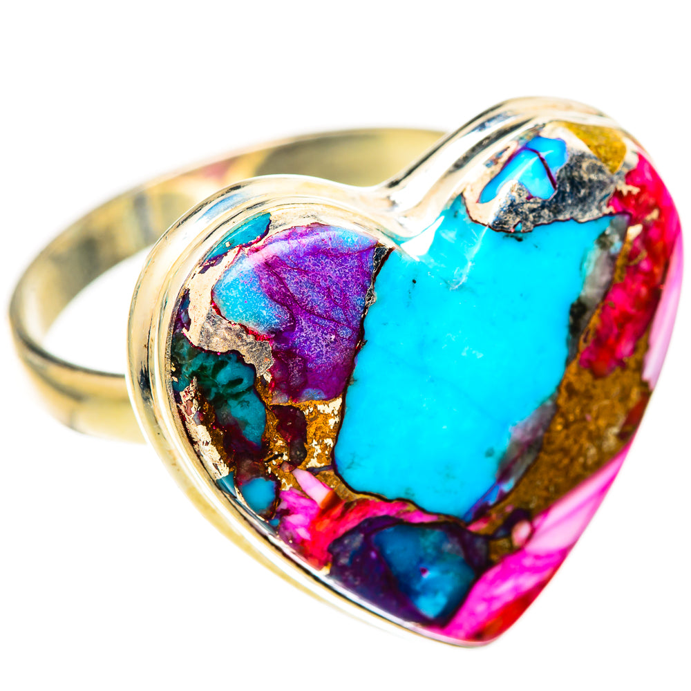 Kingman Pink Dahlia Turquoise Rings handcrafted by Anasilvercos - RING124721 - Photo 2
