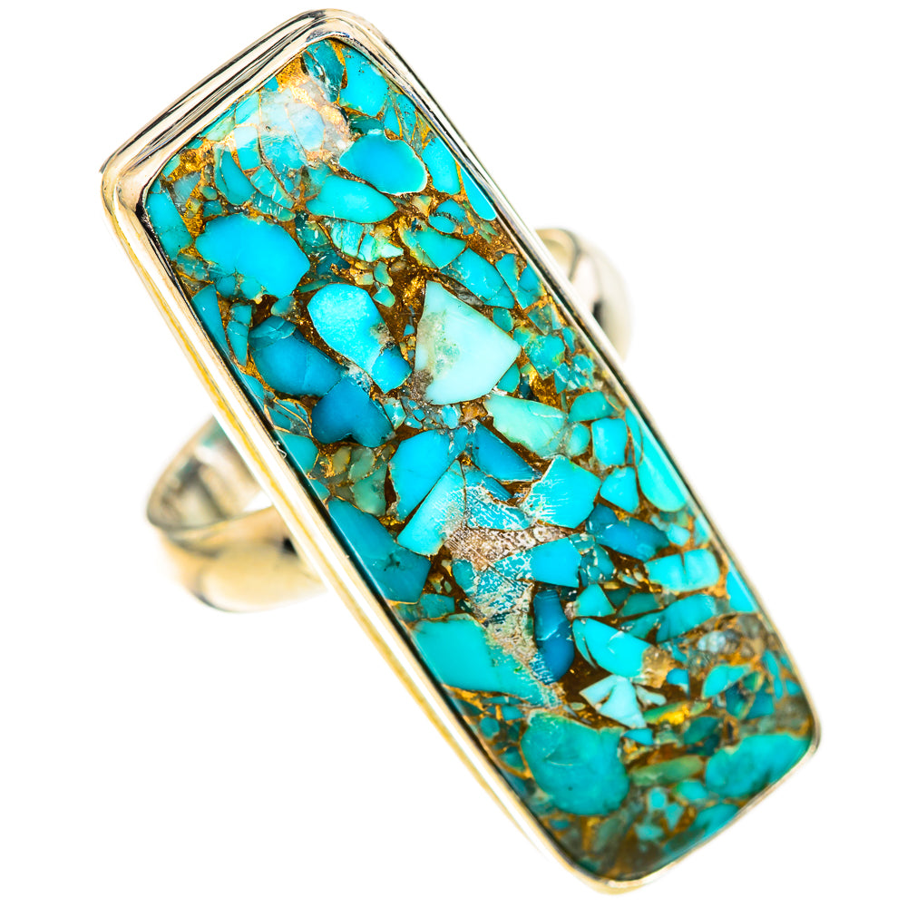 Blue Copper Composite Turquoise Rings handcrafted by Anasilvercos - RING124732 - Photo 2