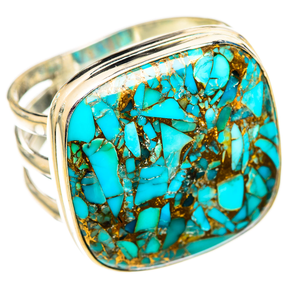 Blue Copper Composite Turquoise Rings handcrafted by Anasilvercos - RING124736 - Photo 2