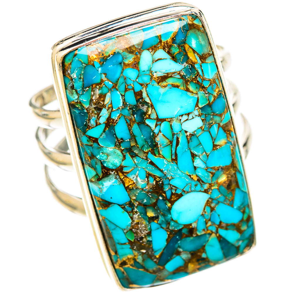 Blue Copper Composite Turquoise Rings handcrafted by Anasilvercos - RING124784 - Photo 2