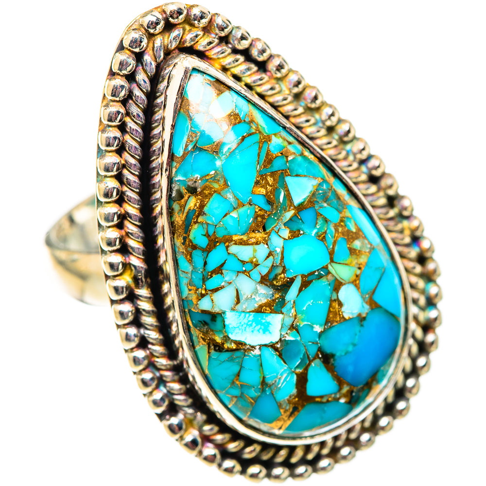 Blue Copper Composite Turquoise Rings handcrafted by Anasilvercos - RING124792 - Photo 2