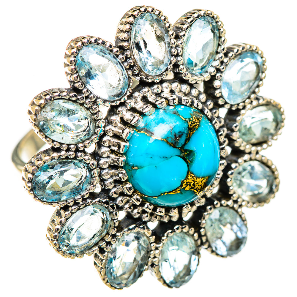 Blue Copper Composite Turquoise Rings handcrafted by Anasilvercos - RING125047 - Photo 2