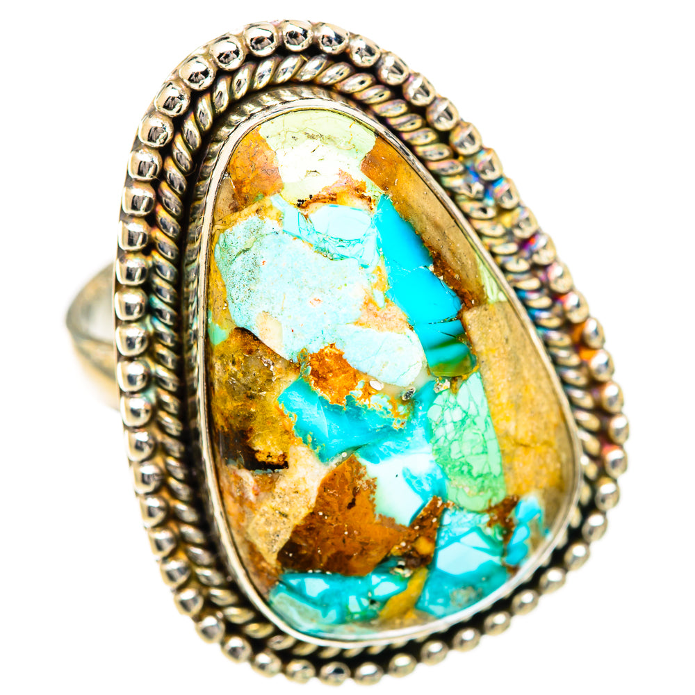 Blue Copper Composite Turquoise Rings handcrafted by Anasilvercos - RING125051 - Photo 2