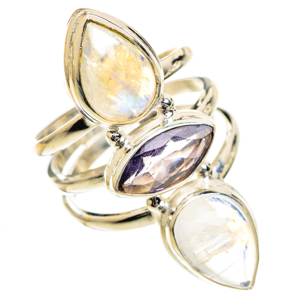 Rainbow Moonstone Rings handcrafted by Anasilvercos - RING125083 - Photo 2