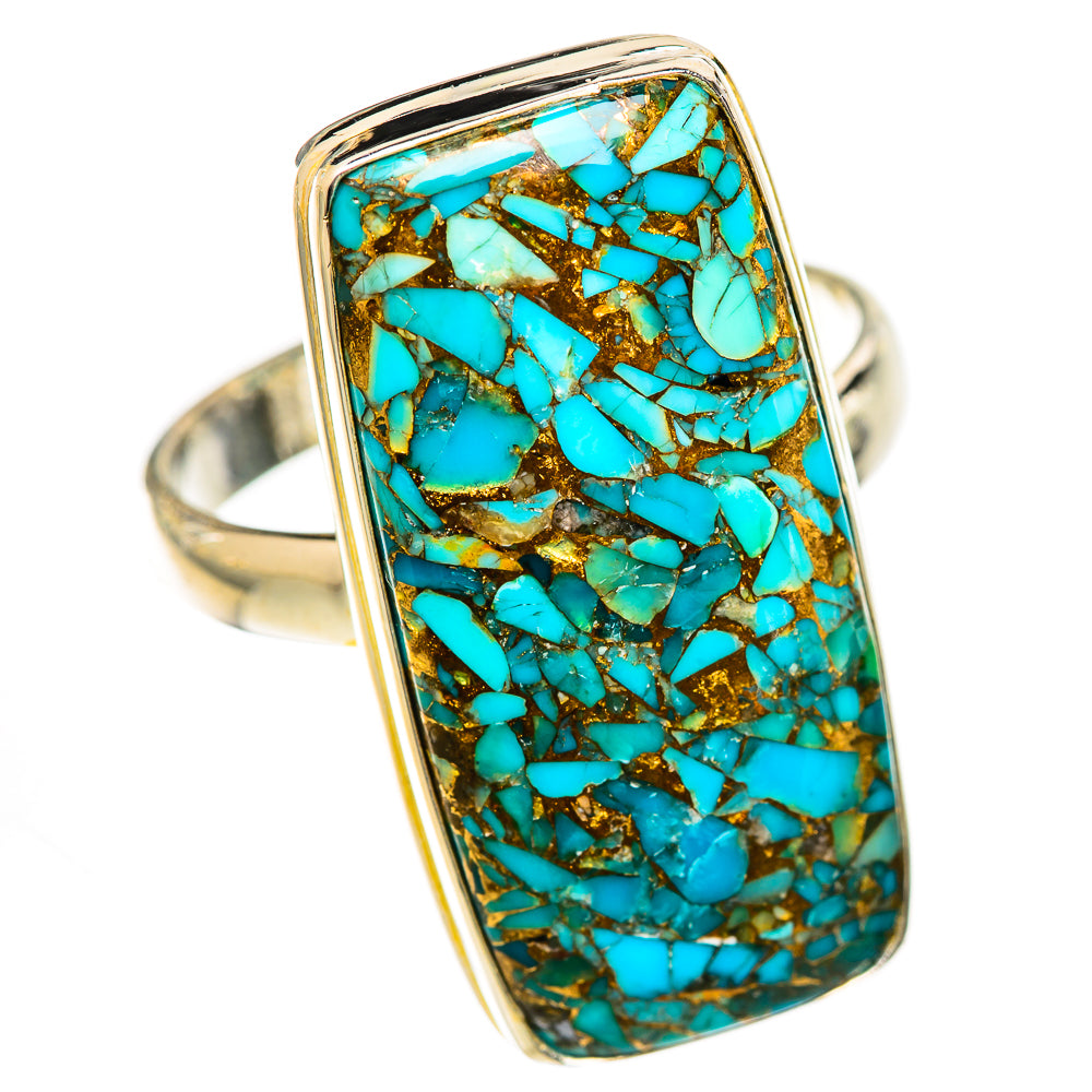 Blue Copper Composite Turquoise Rings handcrafted by Anasilvercos - RING125097 - Photo 2