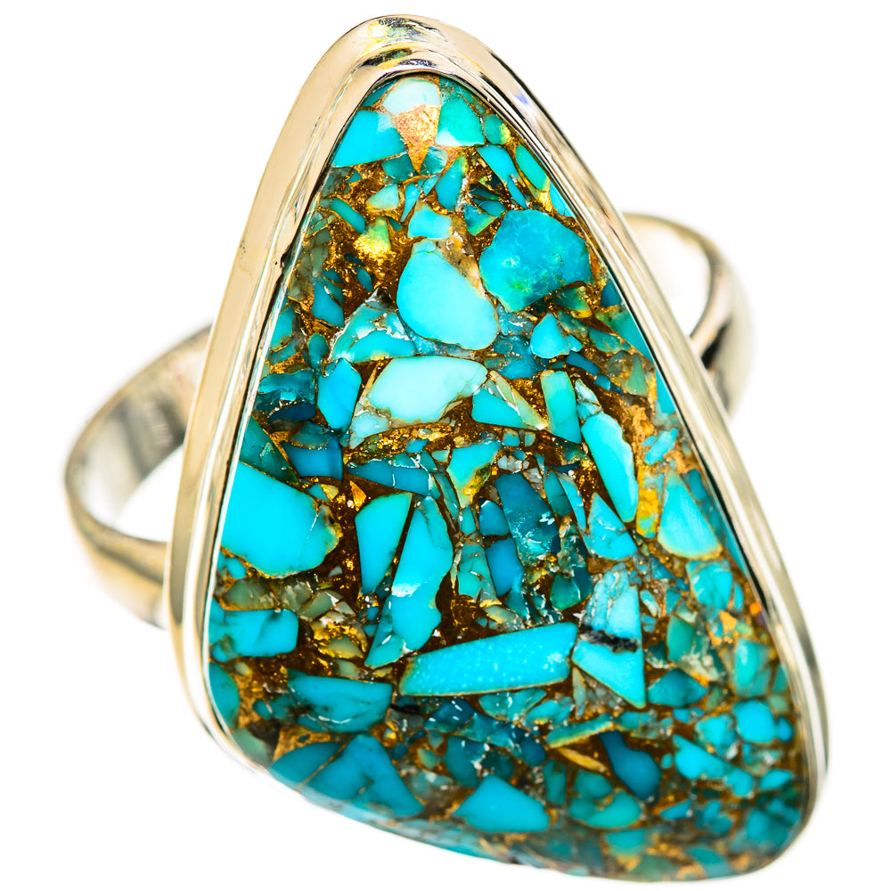Blue Copper Composite Turquoise Rings handcrafted by Anasilvercos - RING125102 - Photo 2