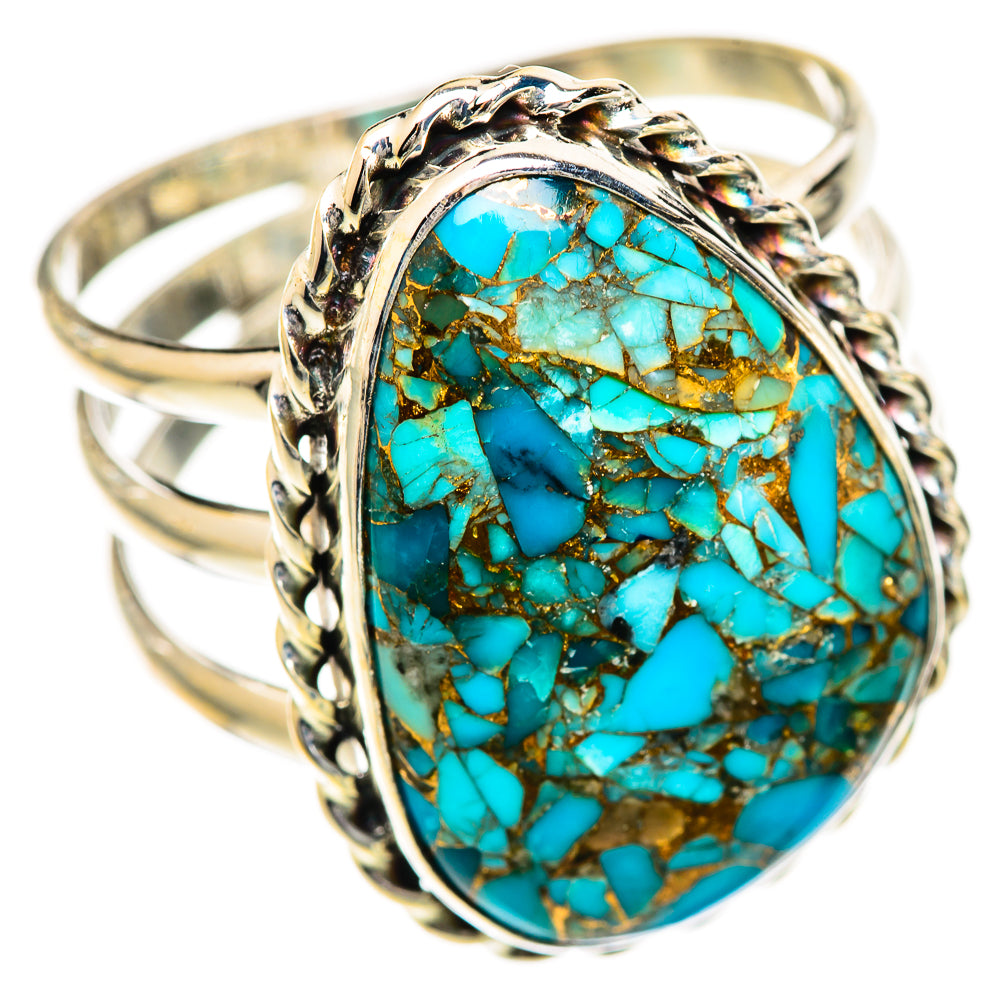 Blue Copper Composite Turquoise Rings handcrafted by Anasilvercos - RING125103 - Photo 2