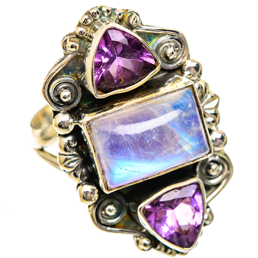 Rainbow Moonstone Rings handcrafted by Anasilvercos - RING125107 - Photo 2